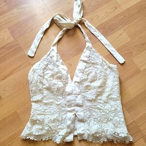 Vintage bebe White Lace Halter Top